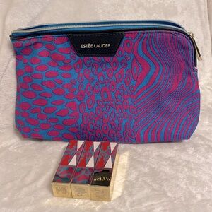 Estēe Lauder makeup bag and full size lipsticks